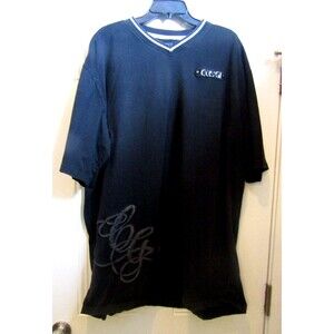 Coogi T Shirt Vintage Black V Neck Embossed Oversized Cotton Tee Mens 4XL